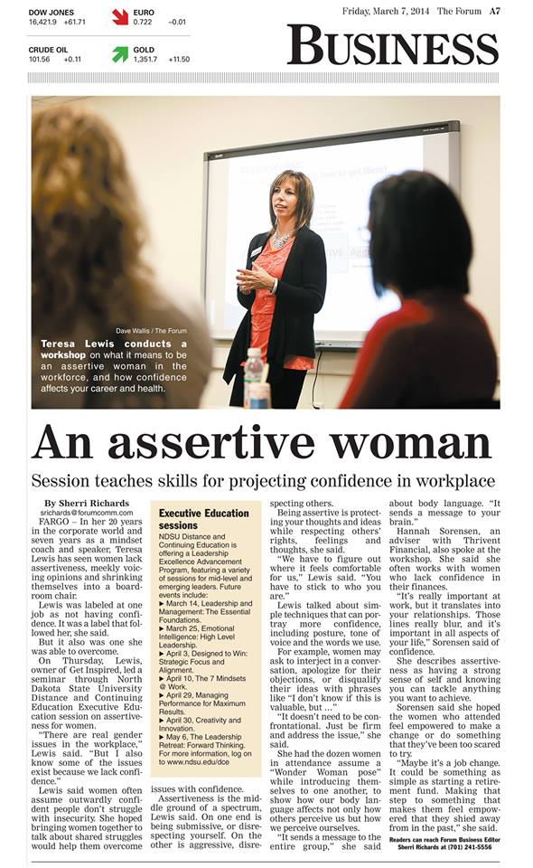Teresa Lewis teaches assertiveness/confidence training